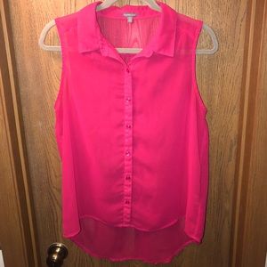 Pink sleeveless button down top